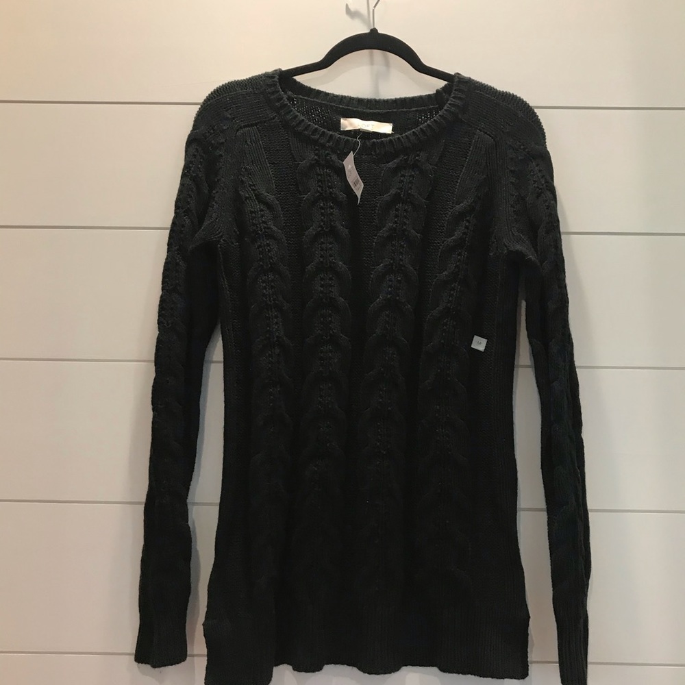 NWT. Loft dark green cable knit sweater.